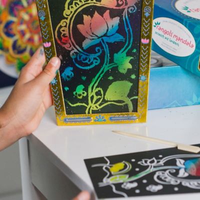 Image showing 6 th Kulture Khazana Rangoli Mandala Scratch Art Lantern - DIY Craft Kit