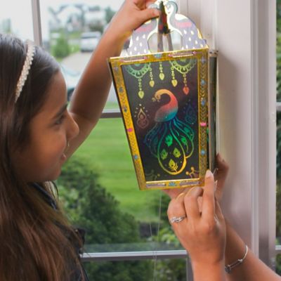 Image showing 7 th Kulture Khazana Rangoli Mandala Scratch Art Lantern - DIY Craft Kit