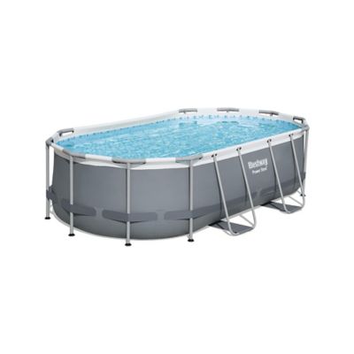 Bestway Power Steel 14 ft. x 8.2 ft. x 39.5 in. Oval Frame Above Ground Pool Set with Filter