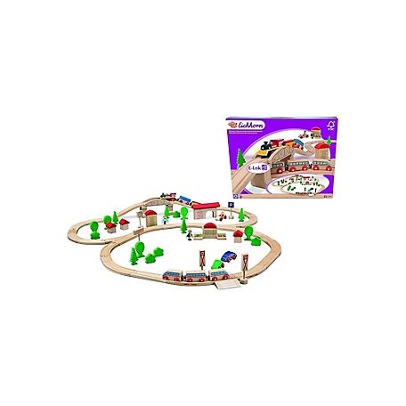 Simba Toys Eichhorn Wooden Train Set with Bridge (81 pc.) Play Train Set