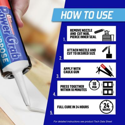 Image showing  9 oz. Power Grab Express All Purpose Construction Adhesive, White