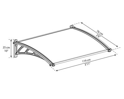 Image showing  Neo 1180 4 ft. x 3 ft. Awning - Gray/Clear