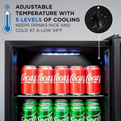Image showing  62 Can Beverage Refrigerator, Freestanding Mini Fridge with Glass Door - Stainless Steel