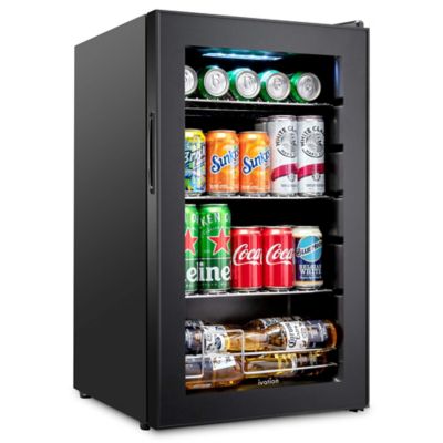 Ivation 101 Can Beverage Refrigerator, Freestanding Mini Fridge with Glass Door