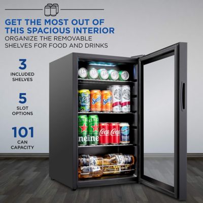Image showing  101-Can Capacity Beverage Refrigerator, Freestanding Mini Fridge with Glass Door