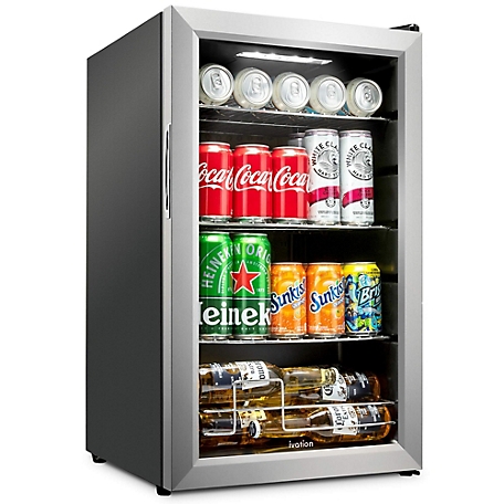 Ivation 101 Can Beverage Refrigerator, Freestanding Mini Fridge with Glass Door
