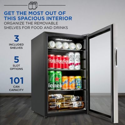Image showing  101-Can Capacity Beverage Refrigerator, Freestanding Mini Fridge with Glass Door