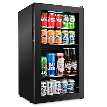Ivation 126 Can Beverage Refrigerator, Freestanding Mini Fridge with Glass Door