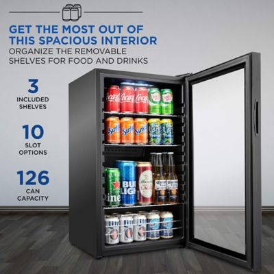 Image showing  126-Can Capacity Beverage Refrigerator, Freestanding Mini Fridge with Glass Door