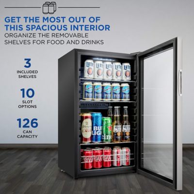 Image showing  126-Can Capacity Beverage Refrigerator, Freestanding Mini Fridge with Glass Door