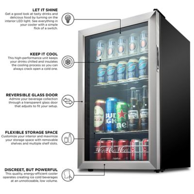 Image showing  126-Can Capacity Beverage Refrigerator, Freestanding Mini Fridge with Glass Door