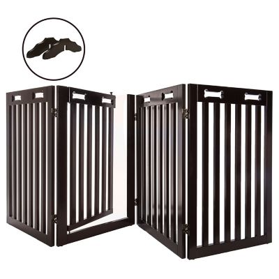 Arf Pets 31.5 in. 360 Foldable Freestanding Wooden Dog Gate, 4-Panel Extension, 80 in.