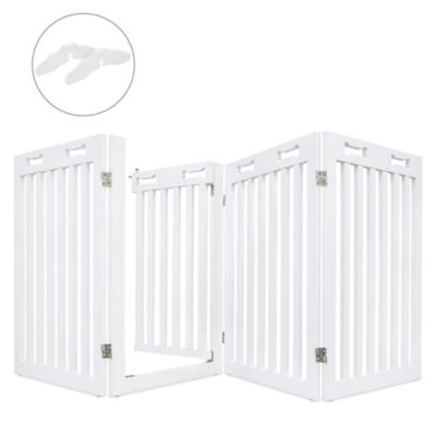 Arf Pets 31.5 in. 360 Foldable Freestanding Wooden Dog Gate, 4-Panel Extension, 80 in.