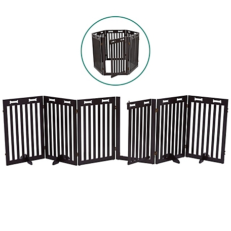 Arf Pets Freestanding Dog Gates, 6-Panel Extension, 360 deg. Foldable Dog Gate 120 in.Wx31.5 in.H
