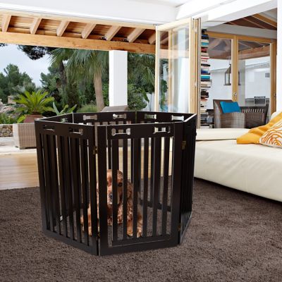 Image showing 5 th Arf Pets 31.5 in. 360 Foldable Freestanding Wooden Dog Gate, 6-Panel Extension, 120 in. W