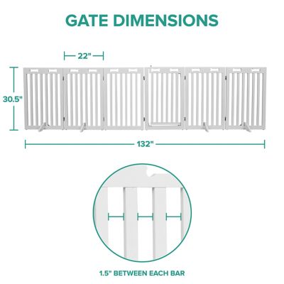Image showing  31.5 in. 360 Foldable Freestanding Wooden Dog Gate, 6-Panel Extension, 120 in. W