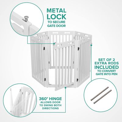 Image showing  31.5 in. 360 Foldable Freestanding Wooden Dog Gate, 6-Panel Extension, 120 in. W