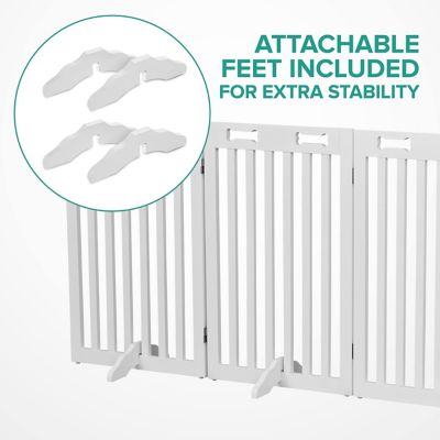 Image showing  31.5 in. 360 Foldable Freestanding Wooden Dog Gate, 6-Panel Extension, 120 in. W