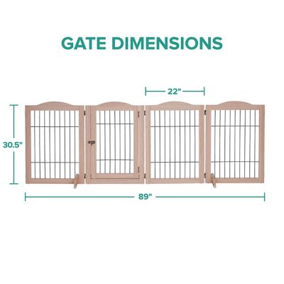 Image showing  31.5 in. 360 Foldable Freestanding Wooden Dog Gate, 4-Panel Extension, 80 in. W, Walnut