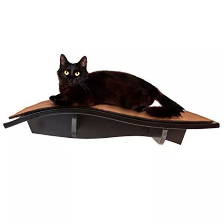 Arf Pets Cat Shelf Curved Wooden Wall Mounted Cat Perch - Holds Cats Up to 44 lbs Perches & Swings