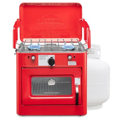 Hike Crew Gas Camping Oven, CSA Approved 2-Burner Stove & Camp Oven with Bag, Igniter & More - Red
