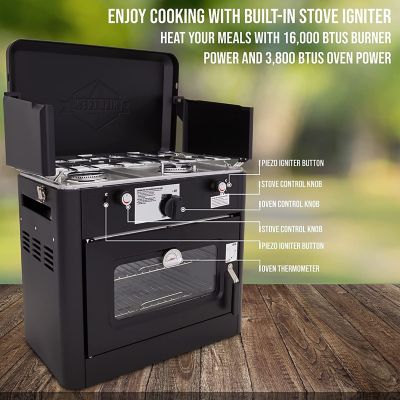Image showing 1 th Hike Crew Gas Camping Oven, CSA Approved 2-Burner Stove & Camp Oven with Bag, Igniter & More - Black