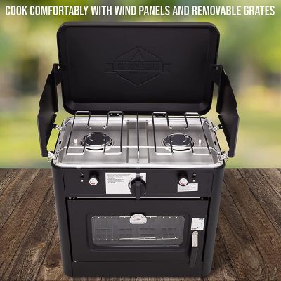Image showing 2 th Hike Crew Gas Camping Oven, CSA Approved 2-Burner Stove & Camp Oven with Bag, Igniter & More - Black