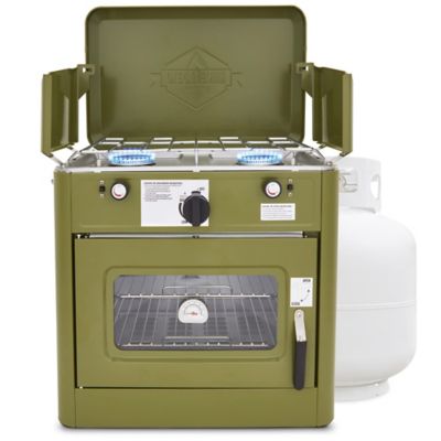 Hike Crew Gas Camping Oven, CSA Approved 2-Burner Stove & Camp Oven with Bag, Igniter & More - Green