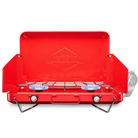 Hike Crew 2-Burner Propane Stove 10 000 BTU Portable Stove with Handle and Foldable Legs - Red Portable Grills