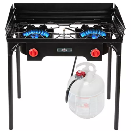 Hike Crew 2-Burner Portable Propane Gas Stove 150 000 BTU Includes Legs Wind Panels and Temperature Control Portable Grills