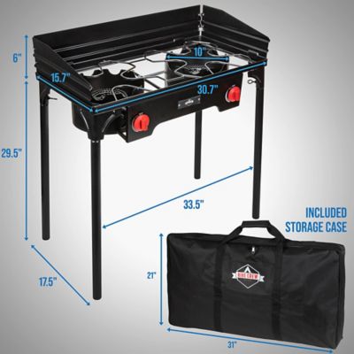 Image showing  2-Burner Portable Propane Gas Stove, 150,000 BTU, Includes Legs, Wind Panels and Temperature Control