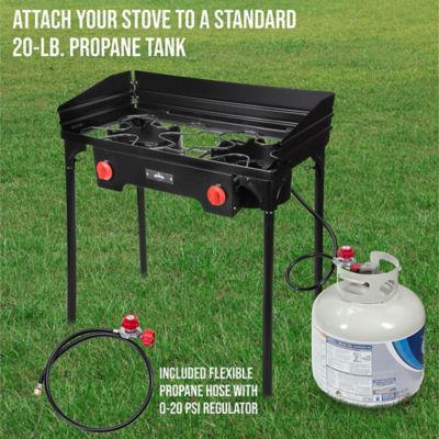 Image showing  2-Burner Portable Propane Gas Stove, 150,000 BTU, Includes Legs, Wind Panels and Temperature Control