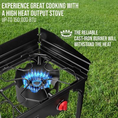 Image showing  2-Burner Portable Propane Gas Stove, 150,000 BTU, Includes Legs, Wind Panels and Temperature Control
