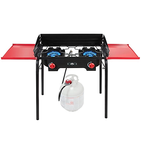 Hike Crew 150,000 BTU Portable Gas Stove with 2 Burners, Removable Legs, Wind Panels & Carry Bag