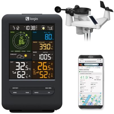 Logia 5-in-1 Indoor/Outdoor Wi-Fi Weather Station with Solar Panel, Alarms and More