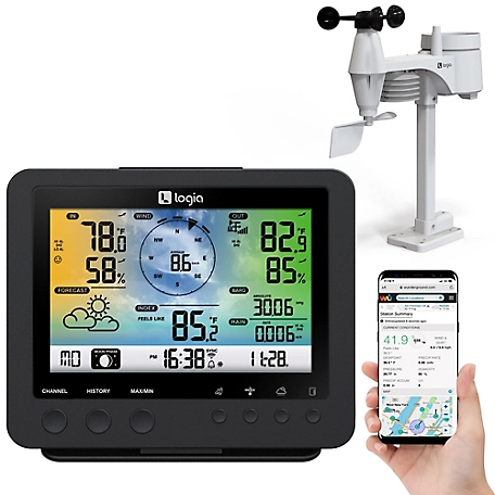 Logia 5-in-1 WiFi Weather Station w/Forecast Data, Alarm, and More, Indoor/Outdoor Weather Station