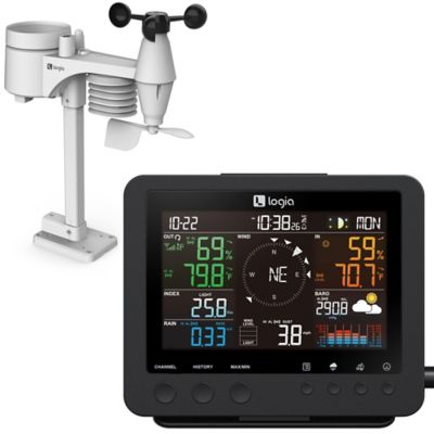 Logia 7-in-1 Indoor/Outdoor Weather Station with Temperature Humidity Alarm and More