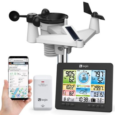 Logia 7-in-1 Indoor/Outdoor Wi-Fi Weather Station with Solar Panel, Forecast Data and More, LOWSC710SWB