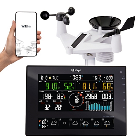 Logia 7-in-1 WiFi Wireless Weather Station with 10-Day Forecast, Solar & Large 8 in. LED Display