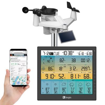 Logia 7-in-1 Wi-Fi Weather Station with Solar Panel, 6-Day Forecast, 10 in. LED Display