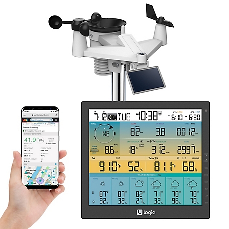 Logia 7-in-1 WiFi Wireless Weather Station with 6-Day Forecast, Solar & Large 10 in. LED Display
