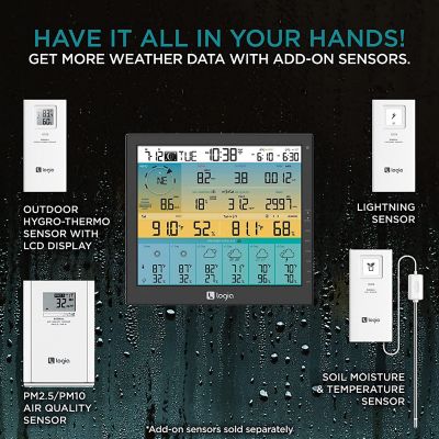 Image showing  7-in-1 Wi-Fi Weather Station with Solar Panel, 6-Day Forecast, 10 in. LED Display