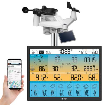 Logia 7-in-1 Wireless Weather Station with 8-Day Forecast, Wi-Fi, Solar Cell & 19 in. LED Display