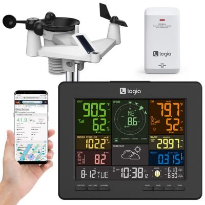 Logia 7-in-1 Indoor/Outdoor Wi-Fi Weather Station with Solar Panel, Forecast Data and More, LOWSCB710SWB