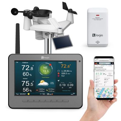 Logia 7-in-1 Wireless Self-Charging Weather Station with Wi-Fi, Solar Cell & 7 in. HD Display