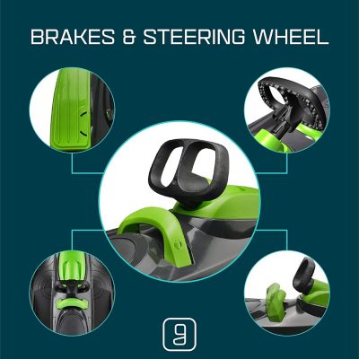 Image showing  Stratos Snow Toboggan Sled, Easy Turning Steering Wheel, Age 3+, 260 lb., Mystic Green