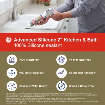 Image showing  10.1 oz. Advanced Silicone II Kitchen and Bath Sealant, Clear