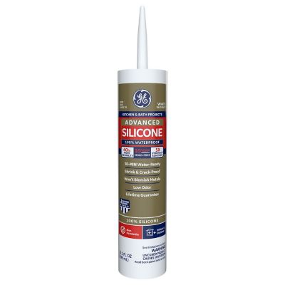 GE Advanced Silicone II Kitchen and Bath Sealant White 10.1 oz.