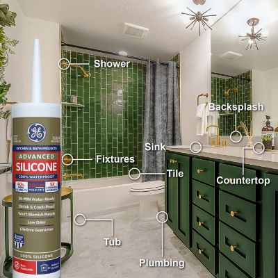 Image showing  10.1 oz. Advanced Silicone II Kitchen and Bath Sealant, White