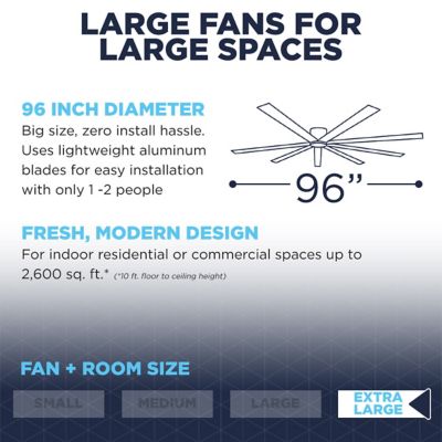 Image showing  96 In. Indoor/Outdoor 6-Speed Ceiling Fan with Remote, Oil-Rubbed Bronze